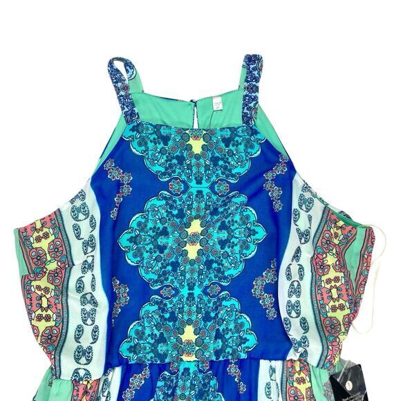 Loralette Dress Womens 2X Green Blue Paisley Print Summer Boho Beach Flowy NEW - Picture 3 of 16